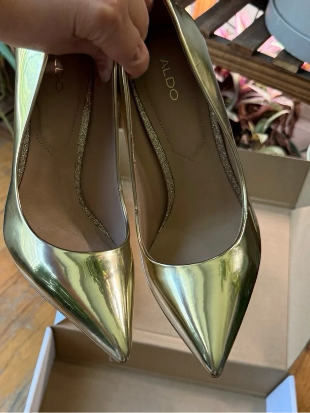 ALDO Metallic Gold Pointed-Toe Stiletto Pumps - Picture 5 of 7